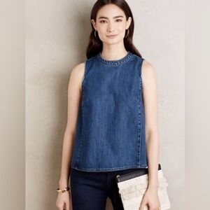 Preowned Anthropologie Holding Horses Sleeveless Denim Top Size 12